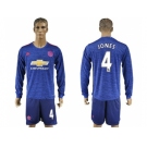 Manchester United #4 Jones Away Long Sleeves Soccer Club Jersey 1