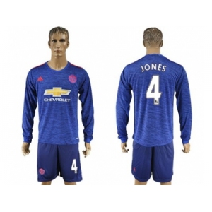 Manchester United #4 Jones Away Long Sleeves Soccer Club Jersey 1