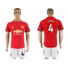 Manchester United #4 Jones Red Home Soccer Club Jersey