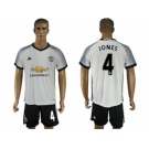 Manchester United #4 Jones White Soccer Club Jersey
