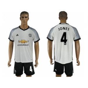 Manchester United #4 Jones White Soccer Club Jersey