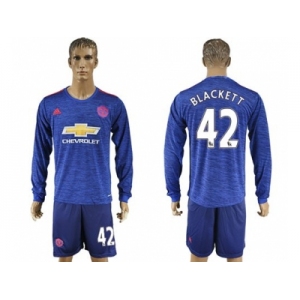 Manchester United #42 Blackett Away Long Sleeves Soccer Club Jersey