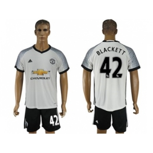 Manchester United #42 Blackett White Soccer Club Jersey