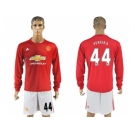 Manchester United #44 Pereira Red Home Long Sleeves Soccer Club Jersey