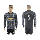 Manchester United #5 Marcos Rojo Black Long Sleeves Soccer Club Jersey