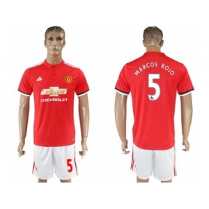 Manchester United #5 Marcos Rojo Red Home Soccer Club Jersey 2