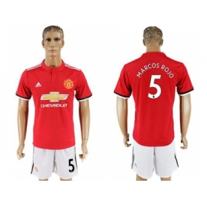 Manchester United #5 Marcos Rojo Red Home Soccer Club Jersey