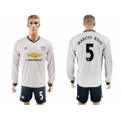 Manchester United #5 Marcos Rojo Sec Away Long Sleeves Soccer Club Jersey