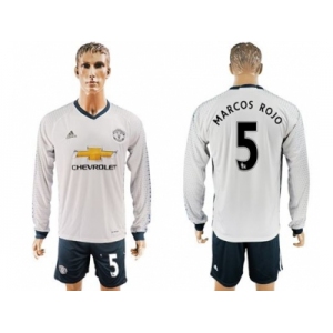 Manchester United #5 Marcos Rojo Sec Away Long Sleeves Soccer Club Jersey