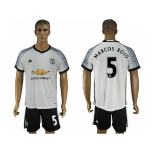 Manchester United #5 Marcos Rojo White Soccer Club Jersey