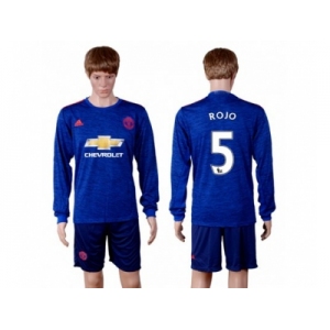 Manchester United #5 Rojo Away Long Sleeves Soccer Club Jersey