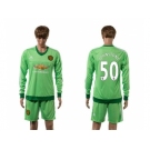 Manchester United #50 Johnstone Green Goalkeeper Long Sleeves Soccer Club Jersey 1