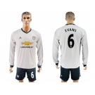 Manchester United #6 Evans Sec Away Long Sleeves Soccer Club Jersey