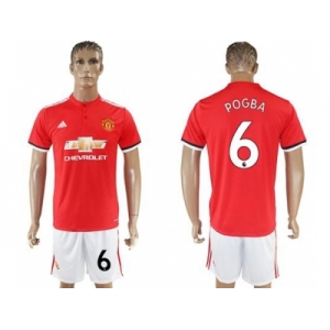Manchester United #6 Pogba Red Home Soccer Club Jersey 1