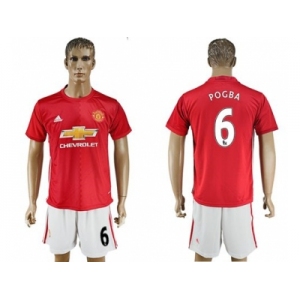 Manchester United #6 Pogba Red Home Soccer Club Jersey 2