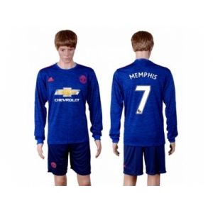 Manchester United #7 Memphis Away Long Sleeves Soccer Club Jersey