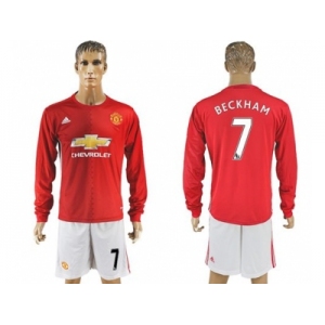 Manchester United #7 Memphis Red Home Long Sleeves Soccer Club Jersey 1