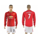 Manchester United #7 Memphis Red Home Long Sleeves Soccer Club Jersey