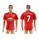 Manchester United #7 Memphis Red Home Soccer Club Jersey 3