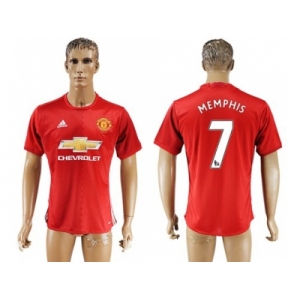 Manchester United #7 Memphis Red Home Soccer Club Jersey 3