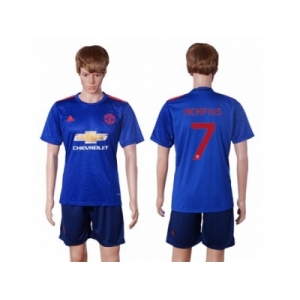 Manchester United #7 Memphis UEFA Champions Away Soccer Club Jersey