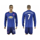 Manchester United #7 Ronaldo Away Long Sleeves Soccer Club Jersey