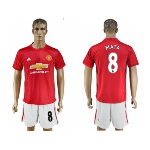 Manchester United #8 Mata Red Home Soccer Club Jersey 5
