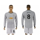 Manchester United #8 Mata Sec Away Long Sleeves Soccer Club Jersey