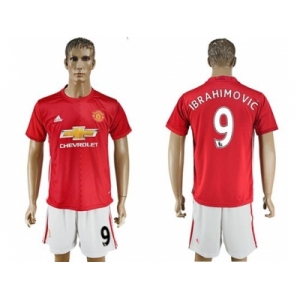 Manchester United #9 Ibrahimovic Red Home Soccer Club Jersey 3