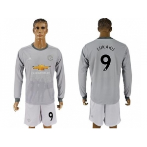 Manchester United #9 Lukaku Sec Away Long Sleeves Soccer Club Jersey
