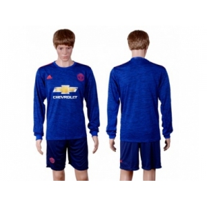 Manchester United Blank Away Long Sleeves Soccer Club Jersey 1