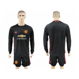 Manchester United Blank Black Goalkeeper Long Sleeves Soccer Club Jersey 1