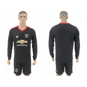 Manchester United Blank Black Goalkeeper Long Sleeves Soccer Club Jersey