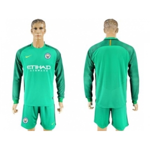Manchester United Blank Green Goalkeeper Long Sleeves Soccer Club Jersey 1