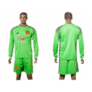 Manchester United Blank Green Goalkeeper Long Sleeves Soccer Club Jersey 2