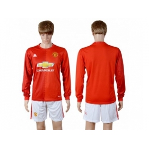 Manchester United Blank Home Long Sleeves Soccer Club Jersey