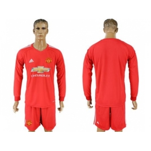 Manchester United Blank Red Goalkeeper Long Sleeves Soccer Club Jersey