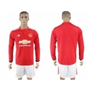 Manchester United Blank Red Home Long Sleeves Soccer Club Jersey 1