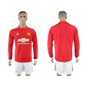 Manchester United Blank Red Home Long Sleeves Soccer Club Jersey 1