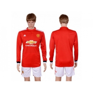 Manchester United Blank Red Home Long Sleeves Soccer Club Jersey