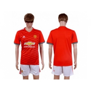 Manchester United Blank Red Home Soccer Club Jersey 4