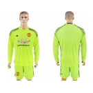 Manchester United Blank Shiny Green Goalkeeper Long Sleeves Soccer Club Jersey