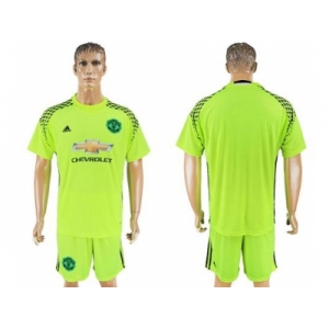 Manchester United Blank Shiny Green Goalkeeper Soccer Club Jersey