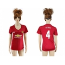 Women's Manchester United #4 Jones Red Home Soccer Club Jersey