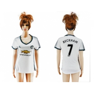 Women's Manchester United #7 Beckham Sec Away Soccer Club Jersey