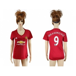 Women's Manchester United #9 Ibrahimovic Red Home Soccer Club Jersey