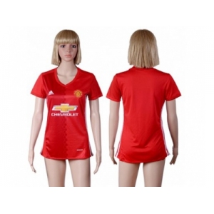 Women's Manchester United Blank Red Home Soccer Club Jersey