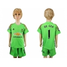 Manchester United #1 De Gea Green Kid Soccer Club Jersey