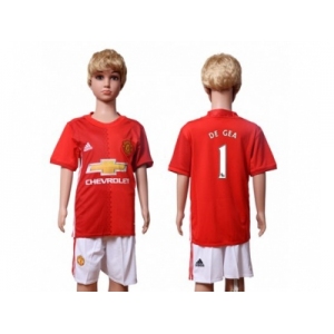 Manchester United #1 De Gea Home Kid Soccer Club Jersey1