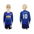 Manchester United #10 Rooney Away Long Sleeves Kid Soccer Club Jersey